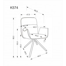Auduma krēsls K-574,tumši bēšs